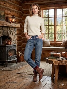 Flannel Lined Boyfriend Jeans